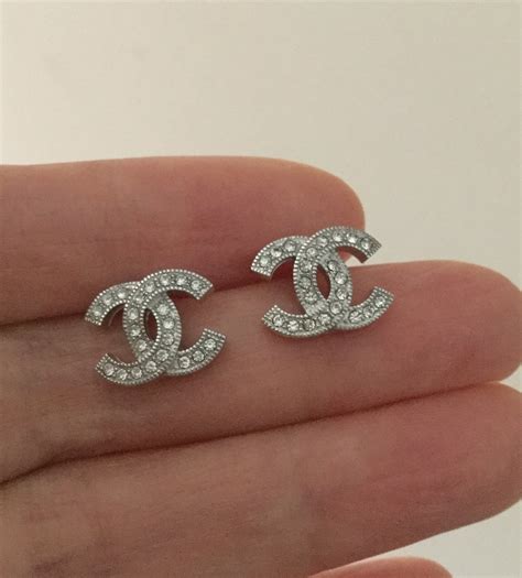 silver chanel logo earrings|Chanel cc logo earrings price.